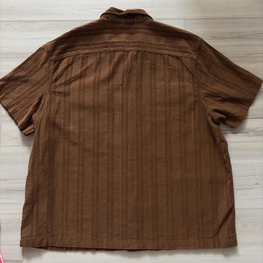 Banana Republic XXL Tall Brown Textured Camp Shirt Button Front 2XL