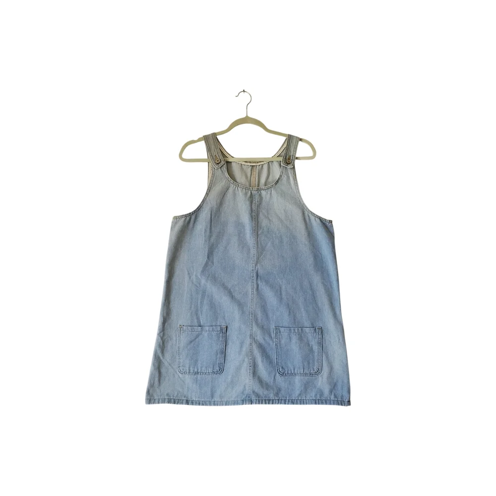 Womens Light Blue Denim Bib Overall Casual Dress Pockets‎ Size Medium