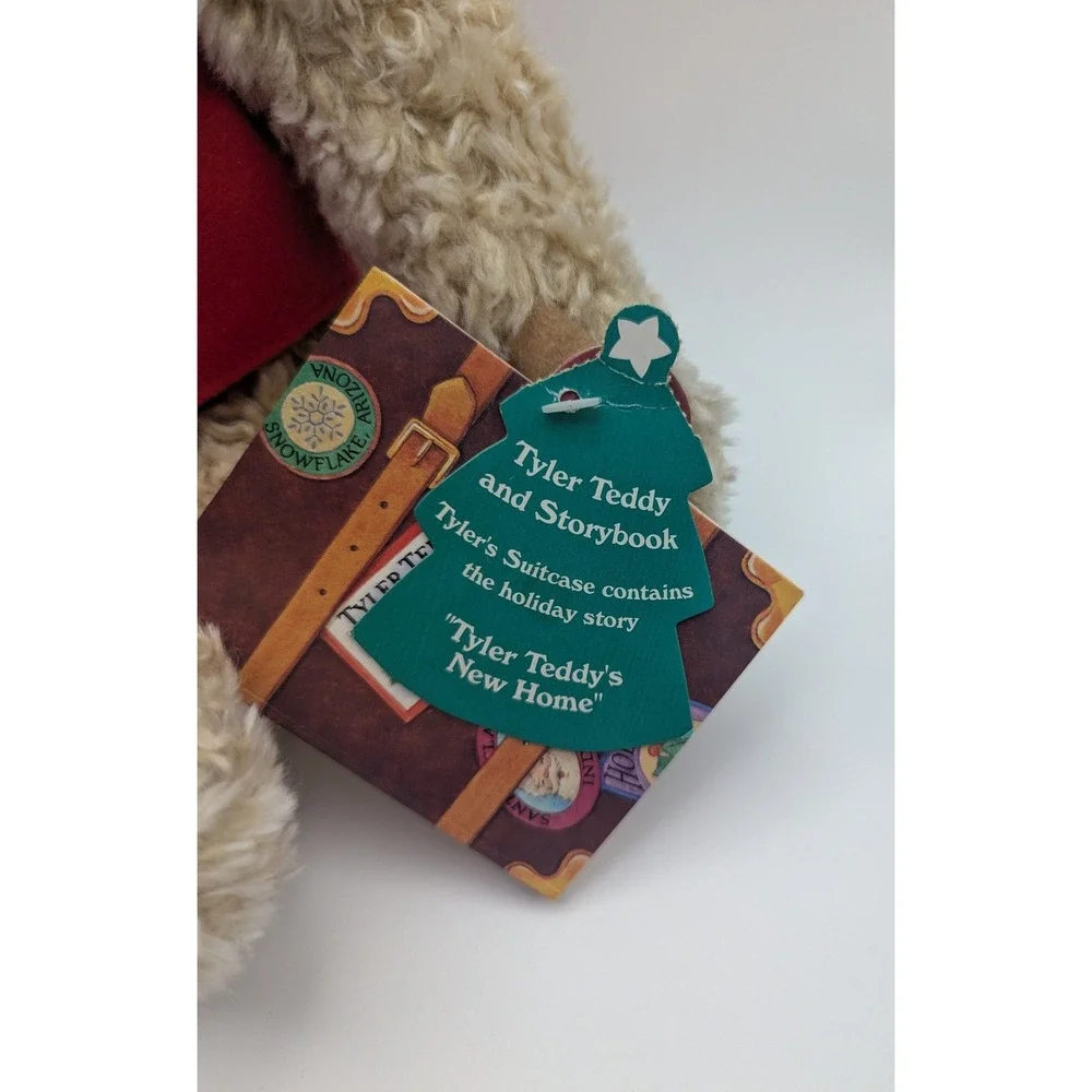 Hallmark‎ Tyler Teddy Plush Bear with Storybook Tag Red Vest Christmas 1990s