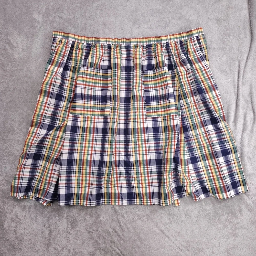 Vintage‎ Prairie Apron Plaid Fabric 2 Pocket Midi Skirt Baumwolle 29