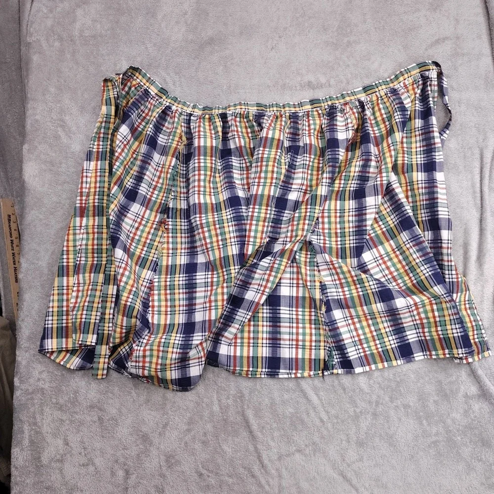 Vintage‎ Prairie Apron Plaid Fabric 2 Pocket Midi Skirt Baumwolle 29