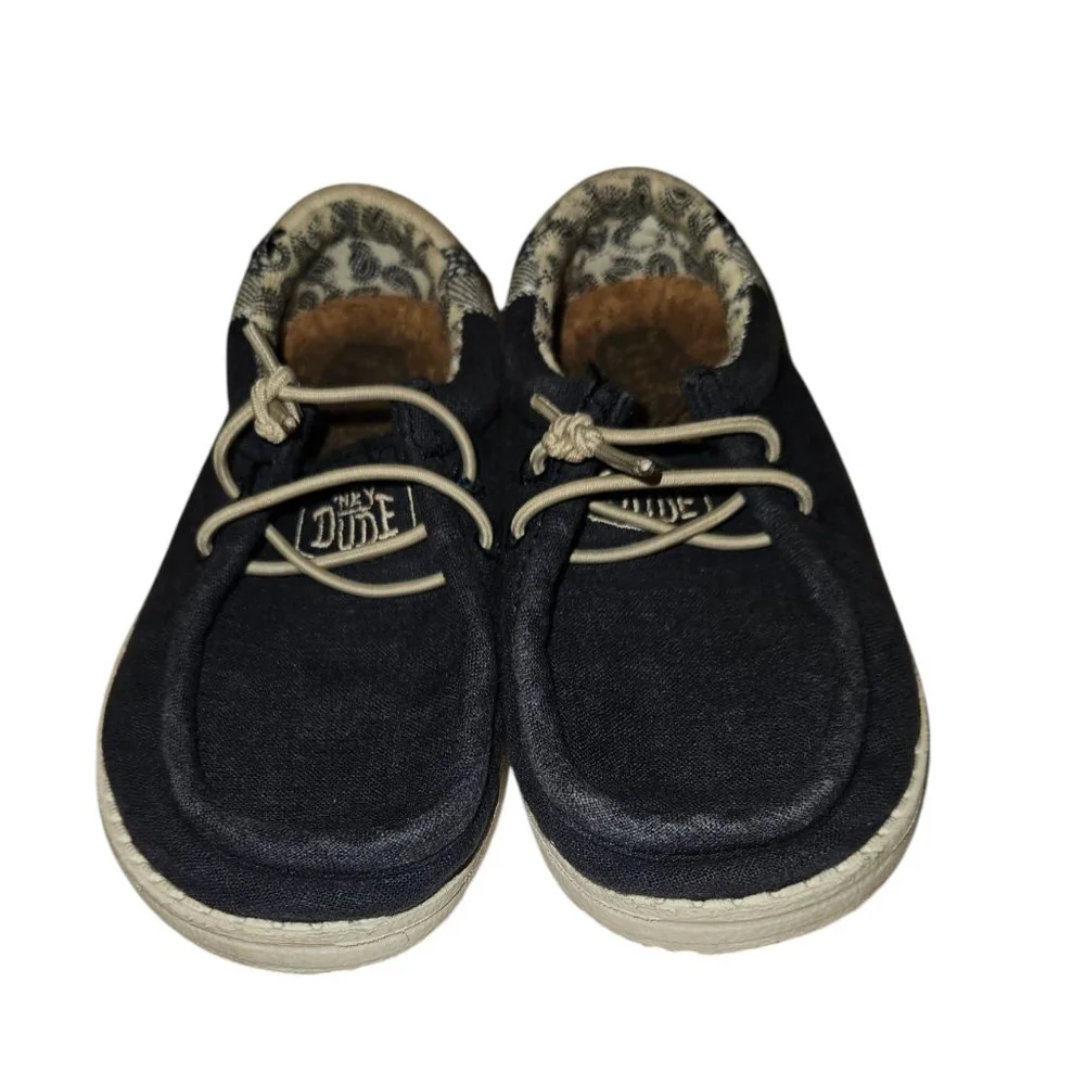 Hey Dude Wally Toddler Break Stitch Navy Blue Slip on loafers SZ 9