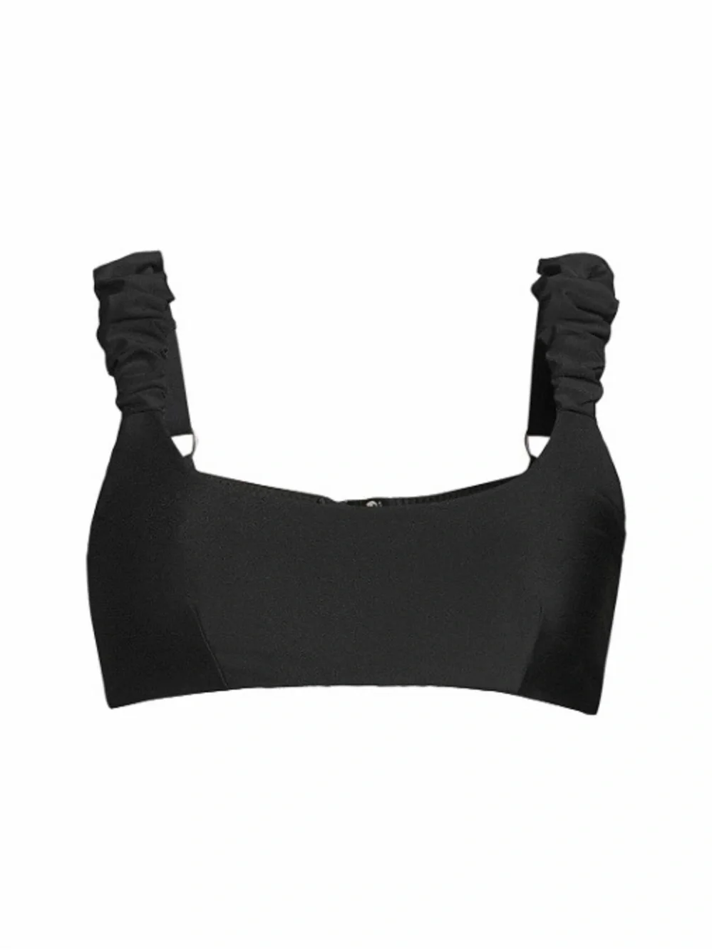 Ramy Brook Rachel Bikini Top NWT Black Ruched Ruffle Strap Swim Top Size S