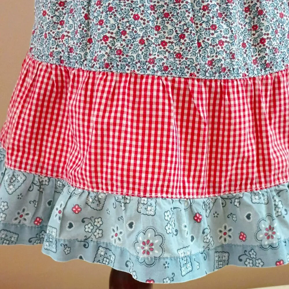 Oshkosh Denim Gingham Ruffle Dress 18M Floral & Boho Vestbak Jumper