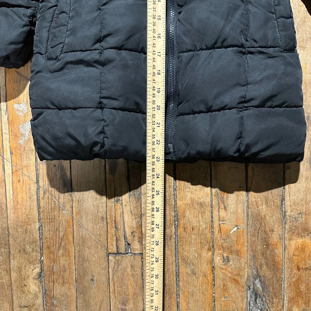 Gap‎ Parka Jacket Kids Small Black Regular Fit Long Sleeve Hooded Full Zipper