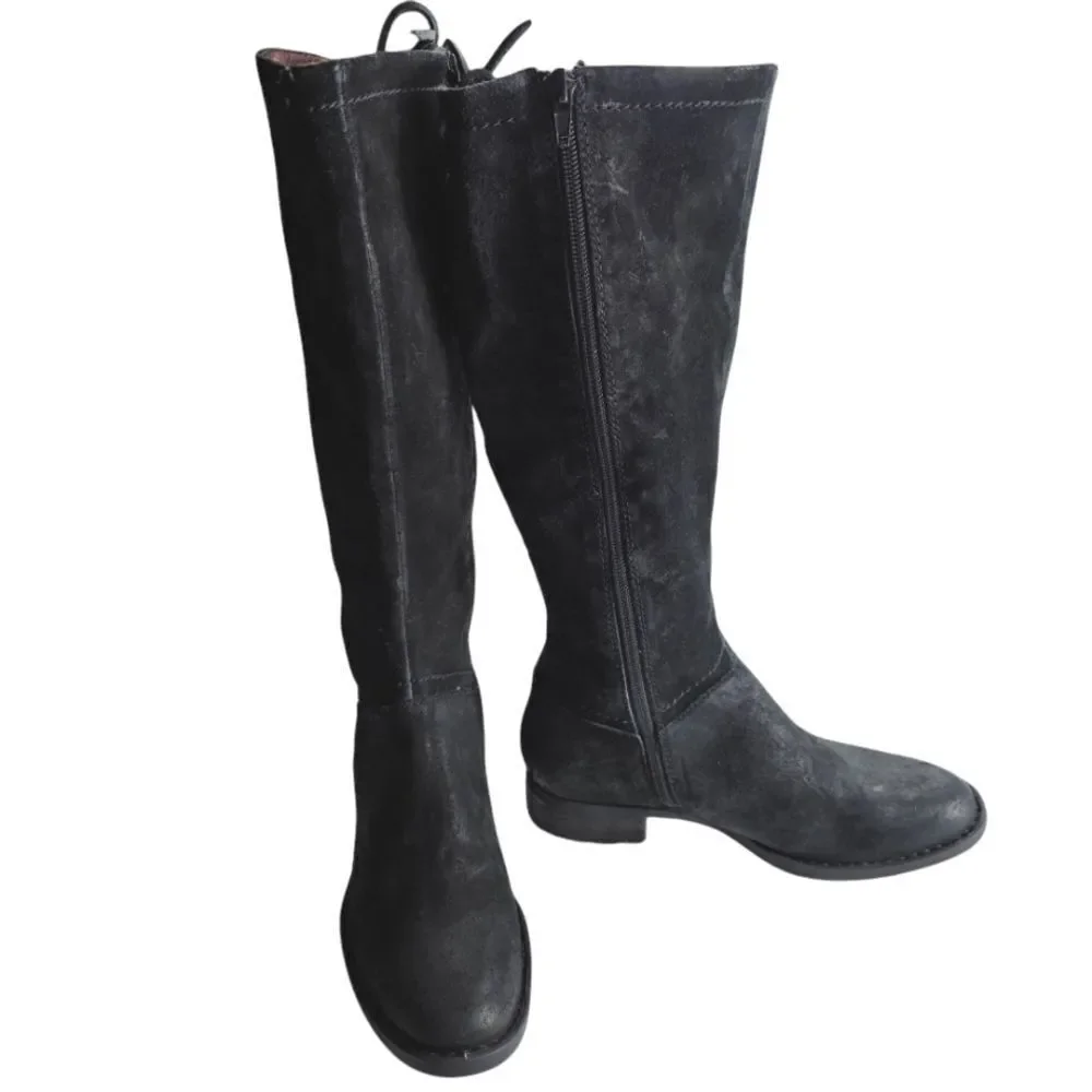 Born Hayden Knee High Riding Boots, Black Suede, Women's Size 5.5M