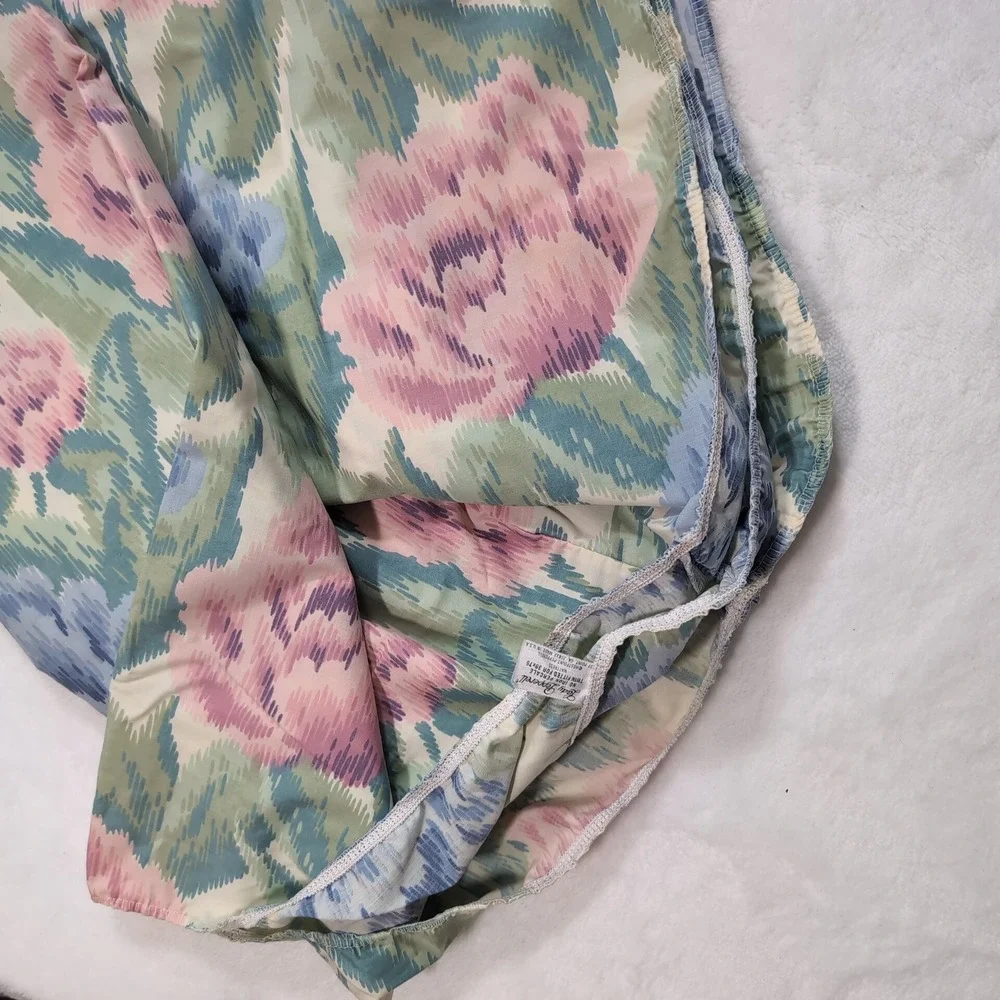 Lady Pepperell Sheet Set Twin‎ Cottage Floral Ikat Vintage Percale 3pc Made USA