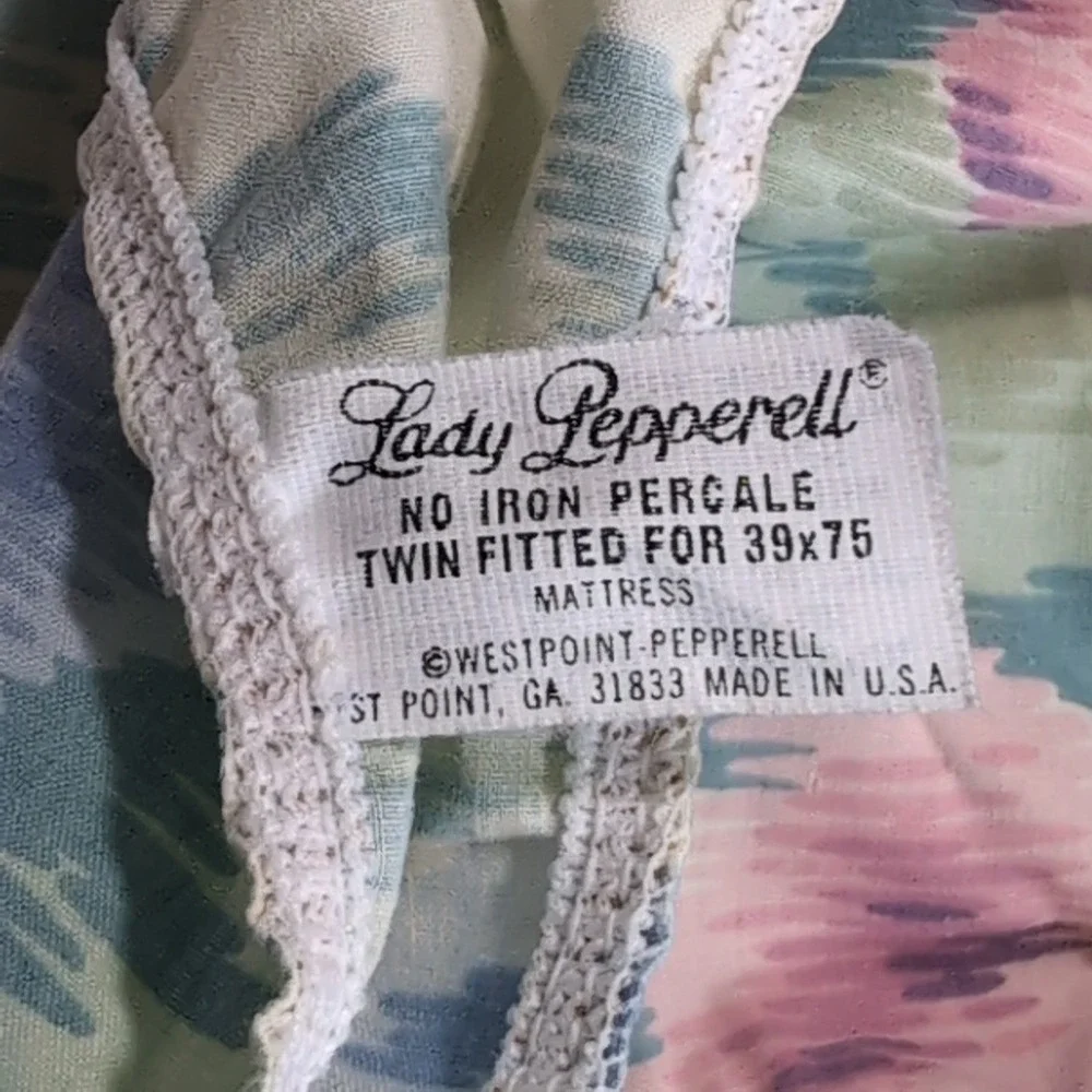 Lady Pepperell Sheet Set Twin‎ Cottage Floral Ikat Vintage Percale 3pc Made USA