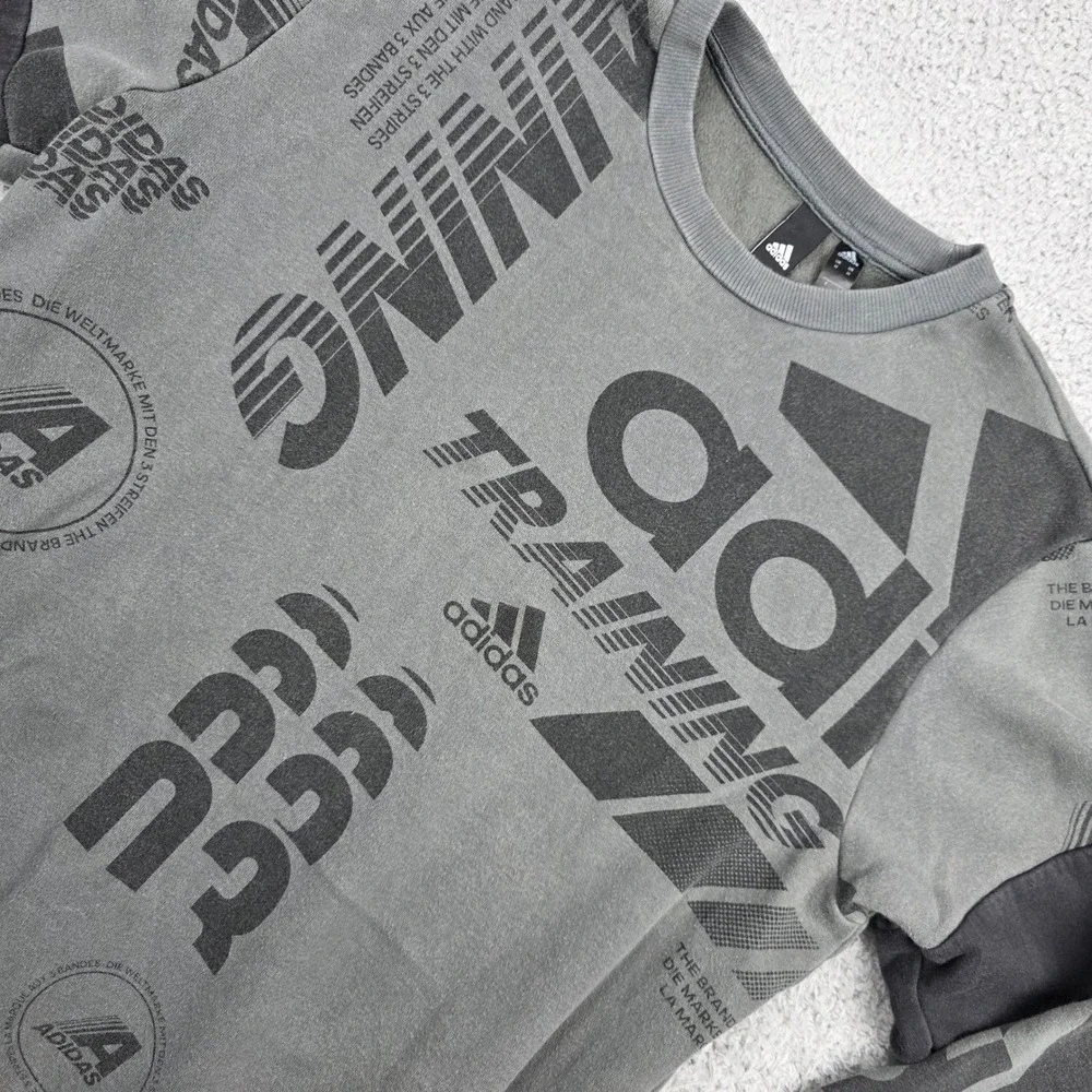 Adidas Training All Over Print‎ Graphic Sweatshirt Mens Medium Grey