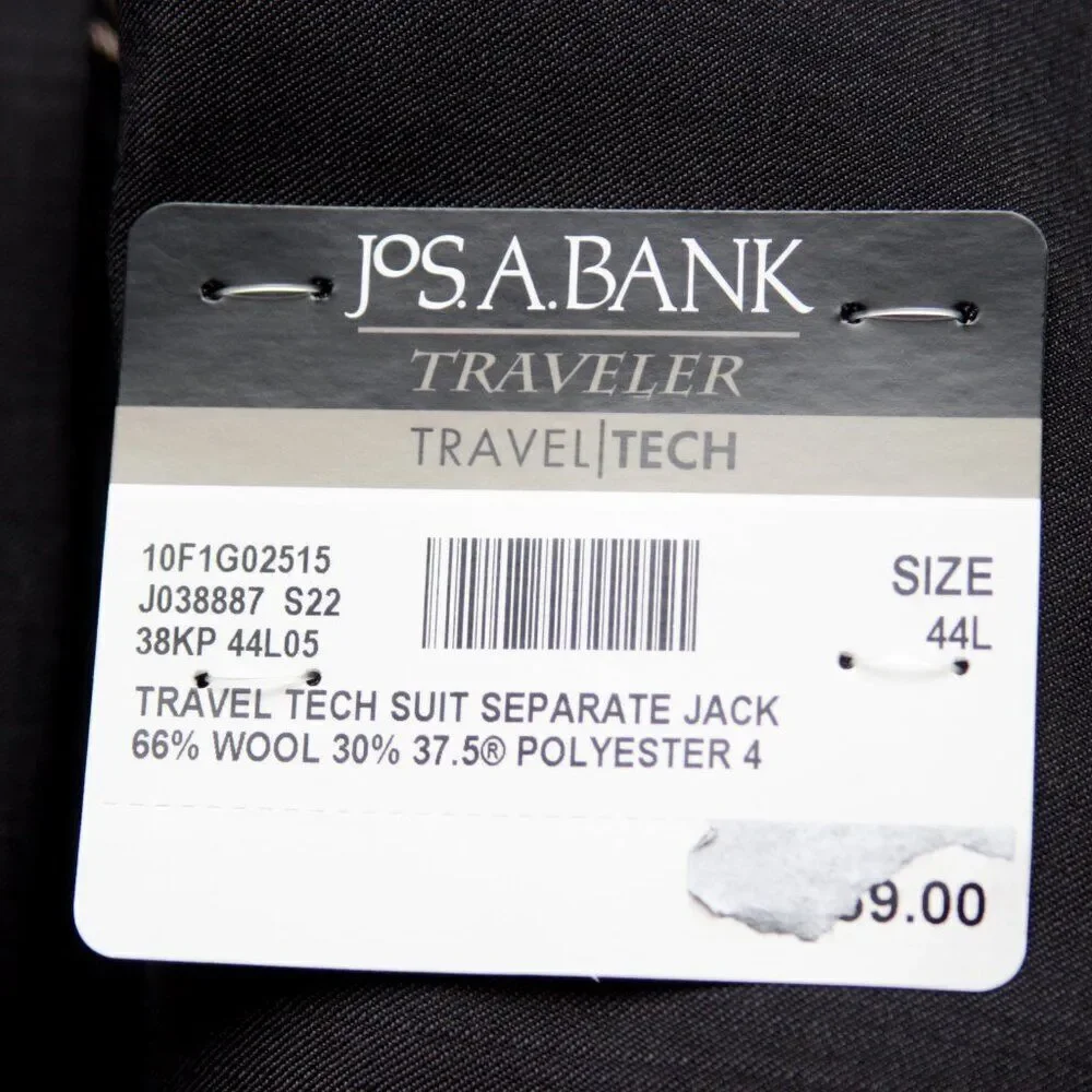 Jos A Bank Mens Blazer Sport Coat Size 44L Grey SLIM‎ FIT D060384 38KP