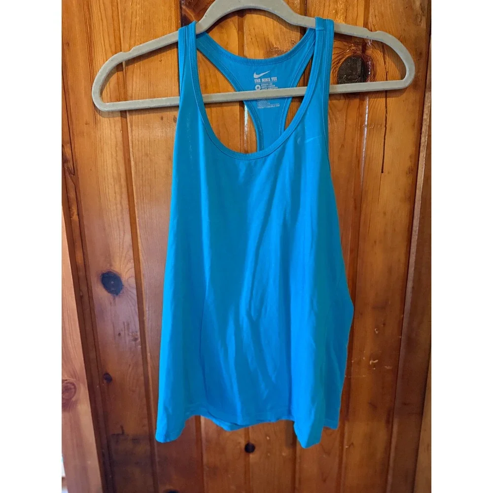 Nike The Nike Tee Athletic Cut Racerback Tank Top Turquoise Blue Women's size‎ M
