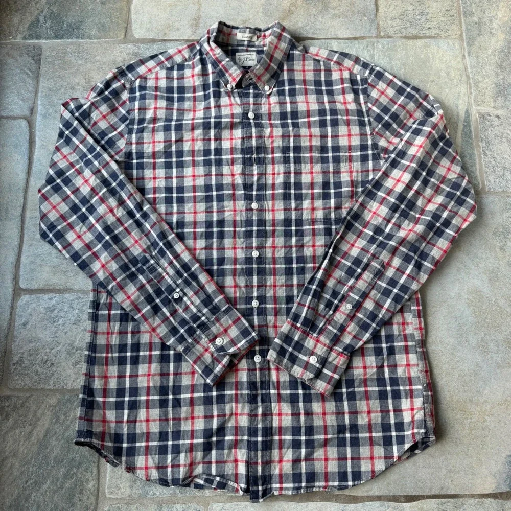 J.Crew Classic‎ Fit Plaid Button Down Shirt Men's M 100% Cotton Long Sleeve