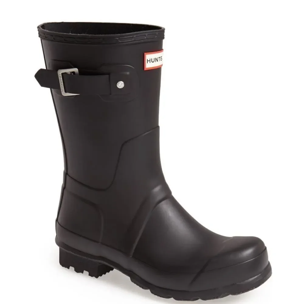 HUNTER Original‎ Short Waterproof Rain Boot, Rubber Black, Size 10, NWT