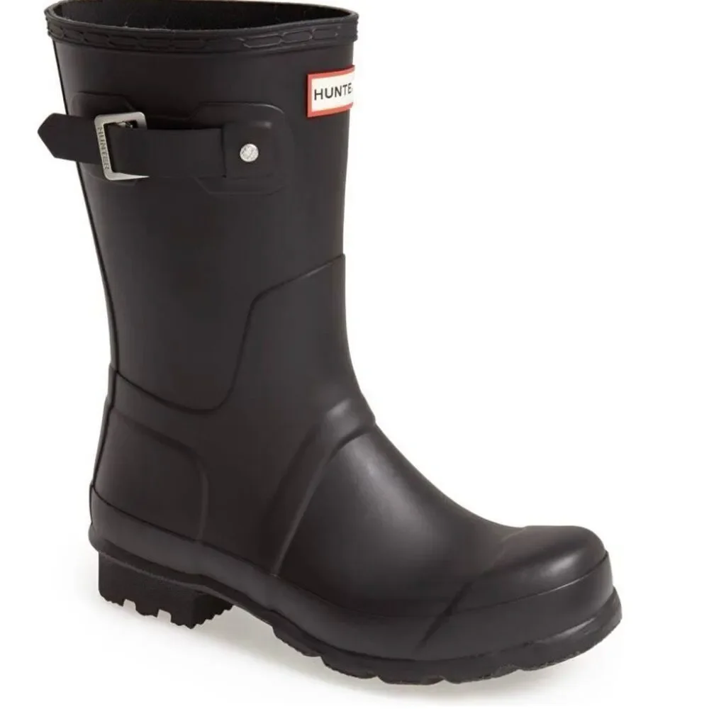 HUNTER Original‎ Short Waterproof Rain Boot, Rubber Black, Size 10, NWT