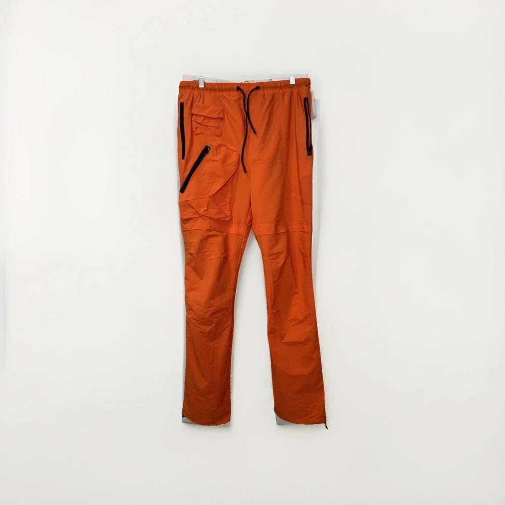 American Stitch Baggy Cargo Pants Mens Large Orange Zip‎ Utility Outdoor NWT