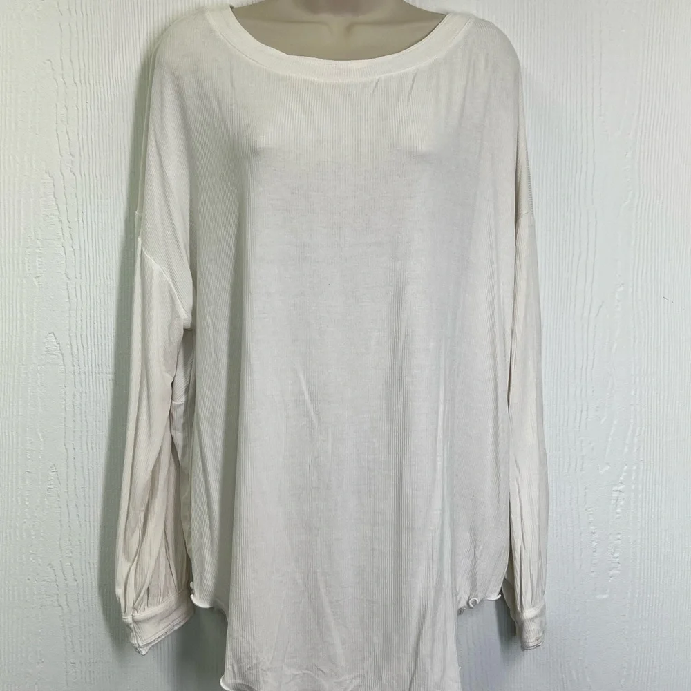 Free People - Shimmy Shake Ribbed Oversized Open Knot Back Blouse Size Small