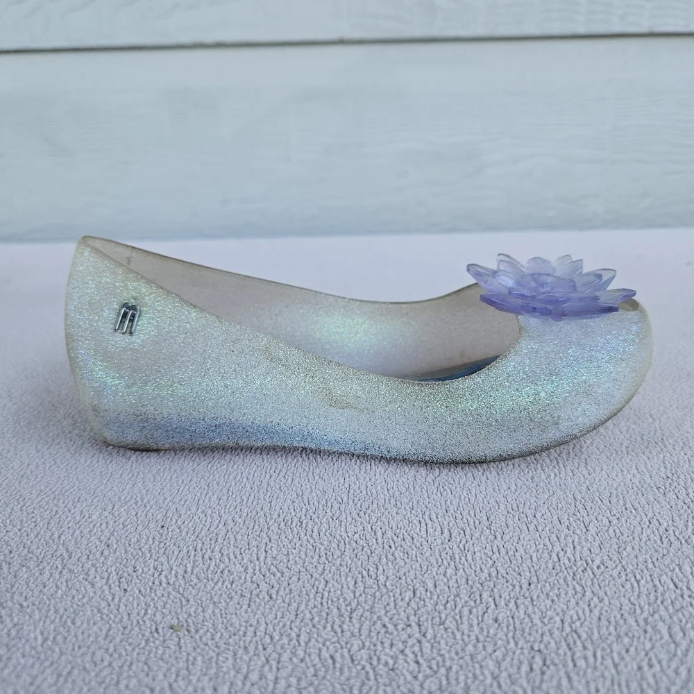 Mini Melissa Mel Ultragirl Frozen Anna Elsa Glitter Flats Shoes SZ 12 Disney