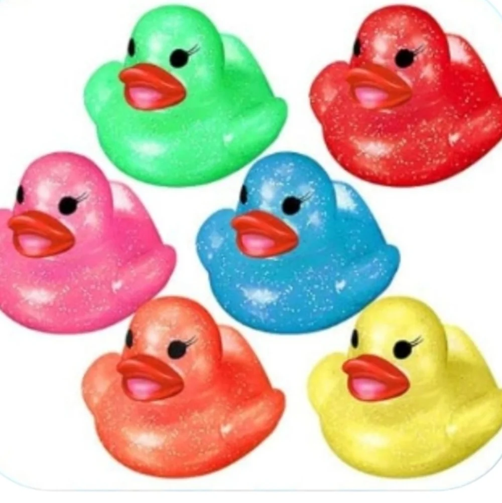 FIVE (5) Colorful Glitter Rubber Ducks, NWOT
