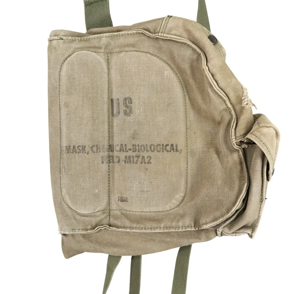 Vintage US Military USGI Gas Mask Carrier Bag Canvas Stamped Field Gear Utility