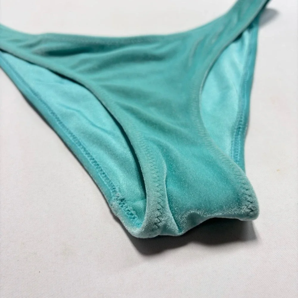 Triangl Velvet Bikini Bottoms XS Aqua Teal Swim Bottoms Top