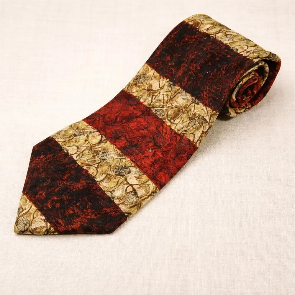 Ermenegildo Zegna Italy 100% Silk Tie Rust Brown Black Beige Necktie