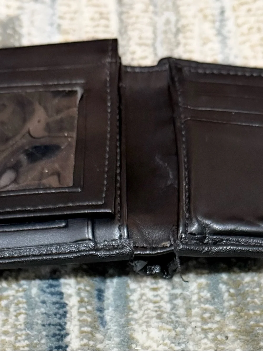 Perry Ellis Black Leather Bi-Fold Wallet with Subtle Logo