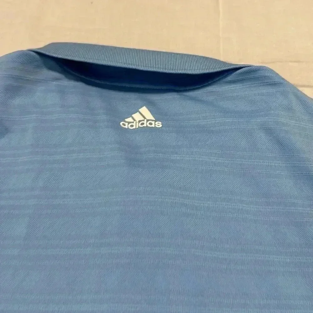 Adidas Polo Shirt Mens XL Blue Striped Short Sleeve Golf