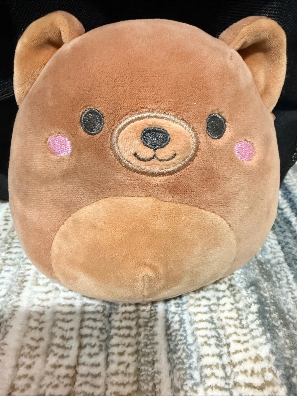 Squishmallows Brown Bear Mittens with Pink Cheeks