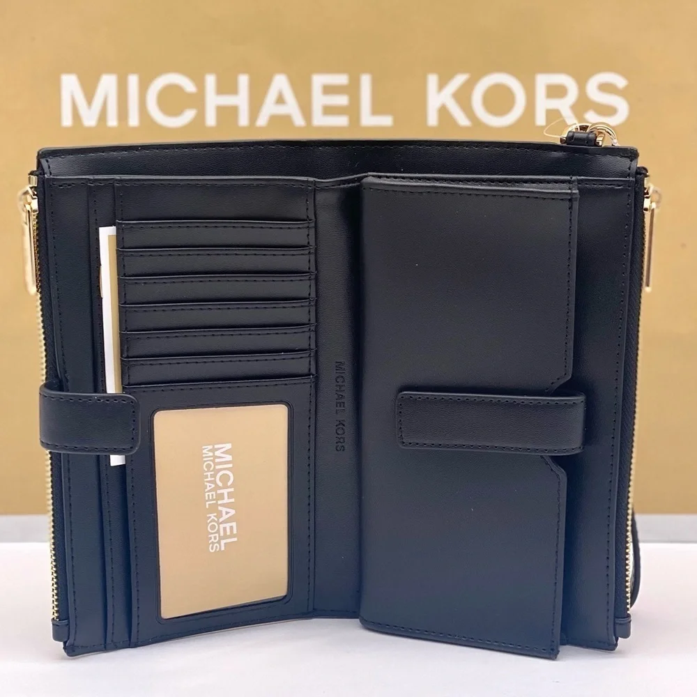 Michael Kors DoubleZip Wallet Wristlet Phone Case Black