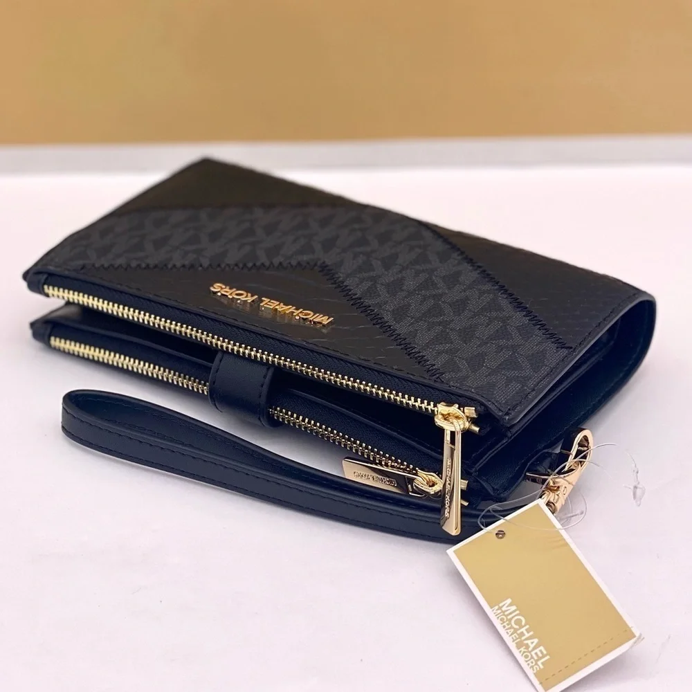 Michael Kors DoubleZip Wallet Wristlet Phone Case Black