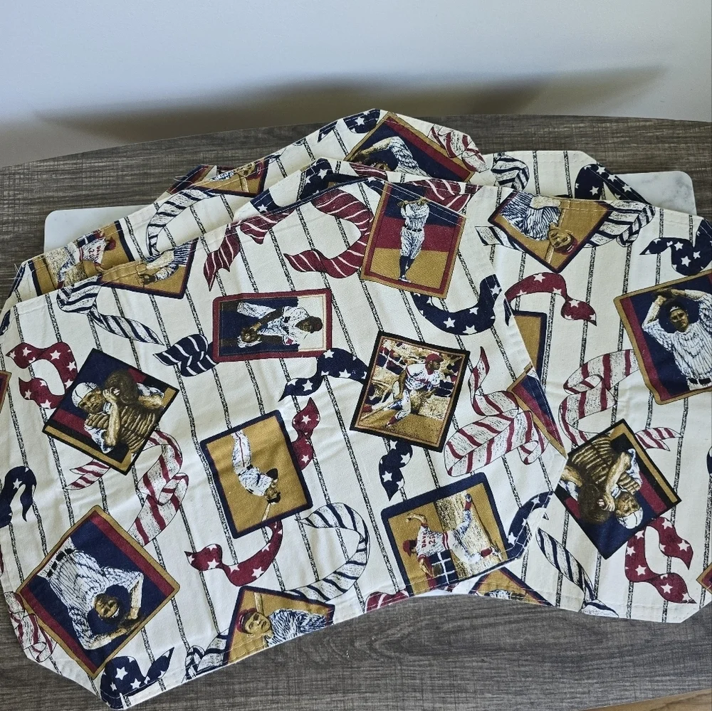 MLB Fabric Placemat & Napkin‎ 8 Piece 125th Anniversary Novelty Baseball Decor