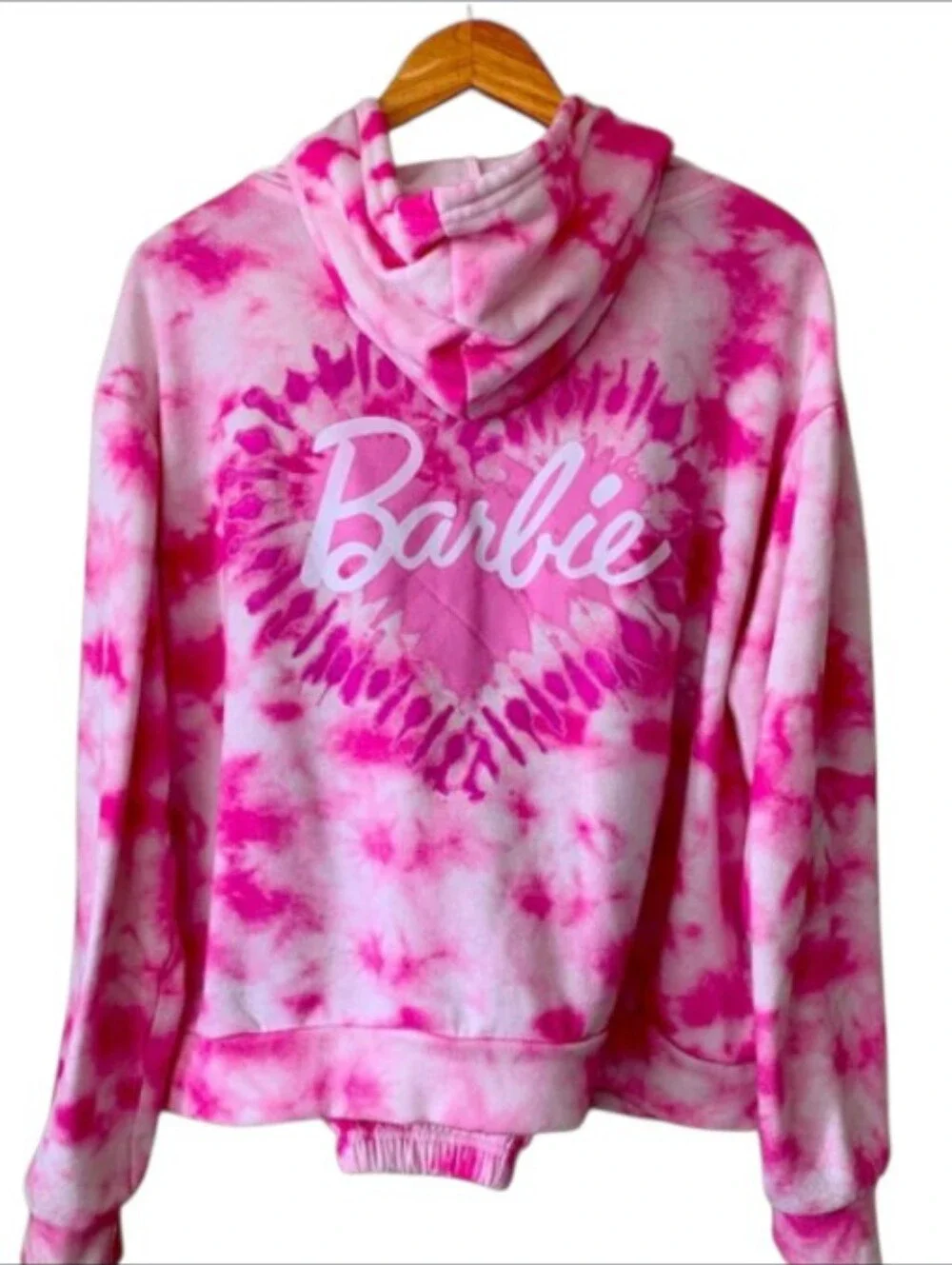 Barbie Pink and White Tie-Dye Hoodie & Sweatpants Matching Set