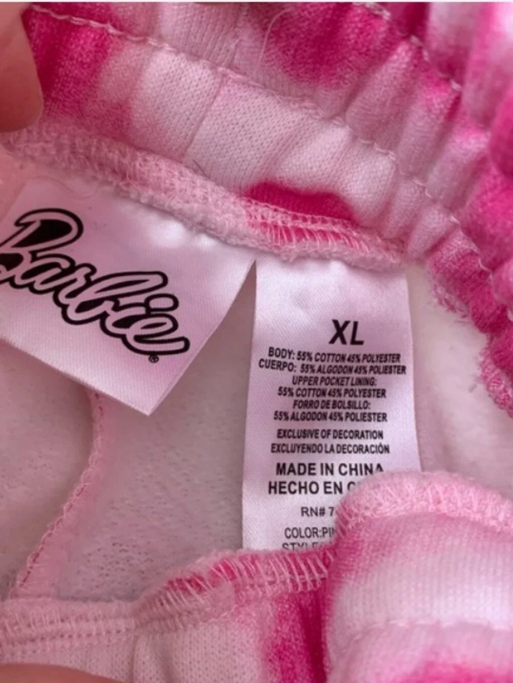 Barbie Pink and White Tie-Dye Hoodie & Sweatpants Matching Set
