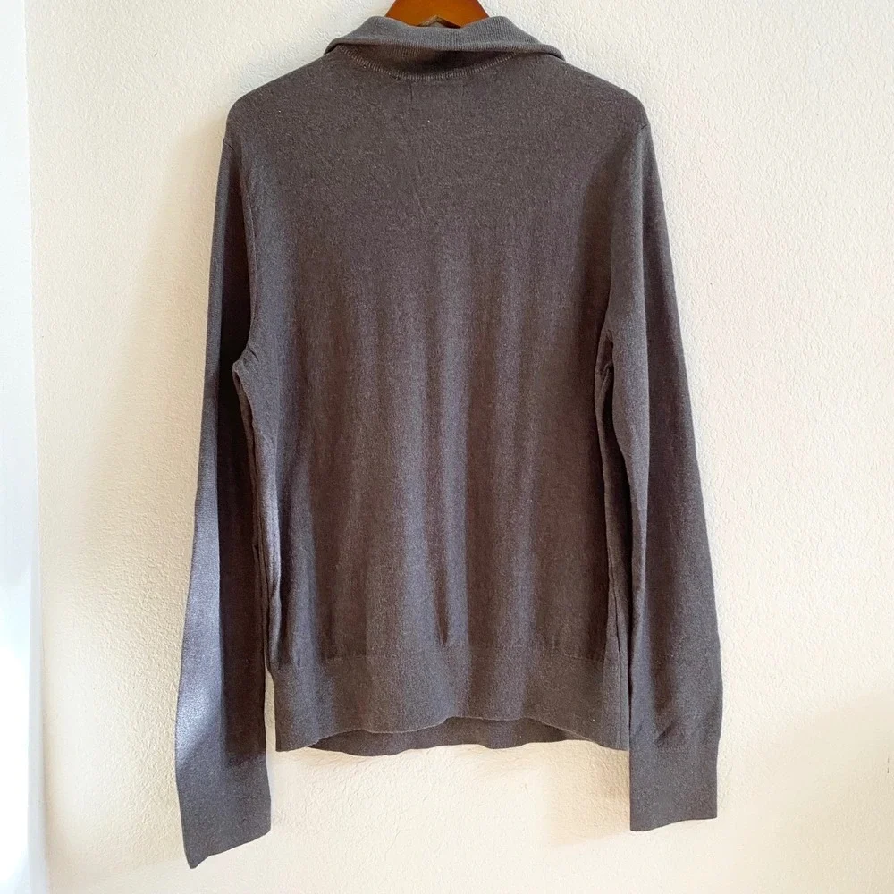 Banana Republic Men's Charcoal Gray Quarter Zip‎ Sweater L Cotton Nylon Blend