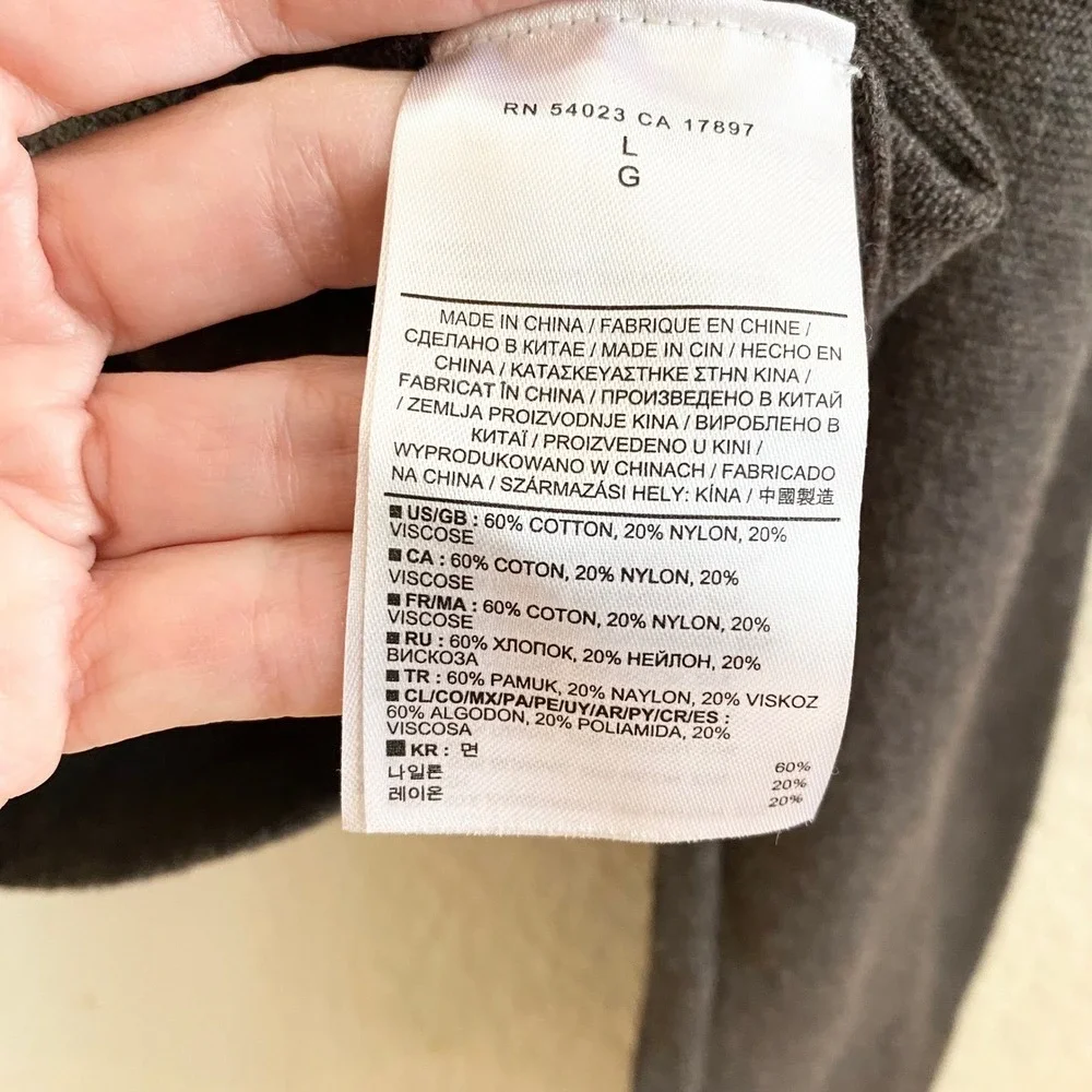 Banana Republic Men's Charcoal Gray Quarter Zip‎ Sweater L Cotton Nylon Blend