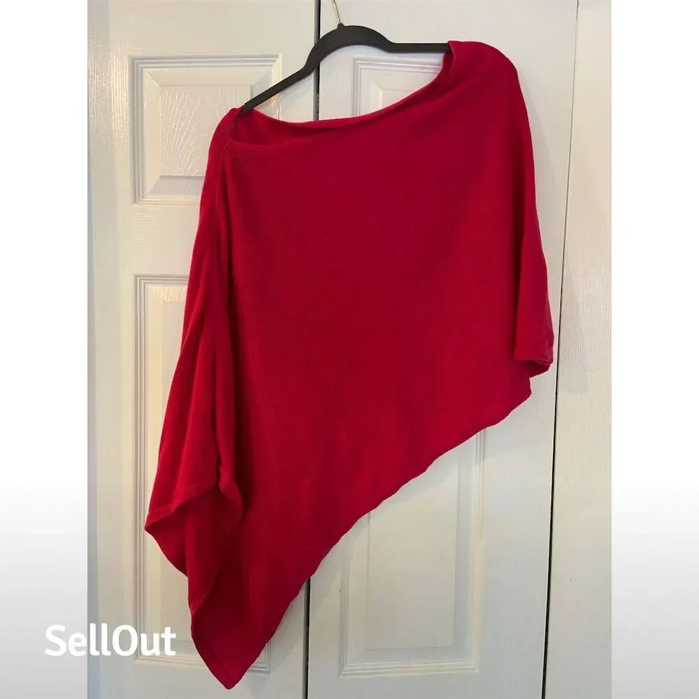 Caroline Grace Women's Pink Asymmetric Knit Poncho Cape One Size