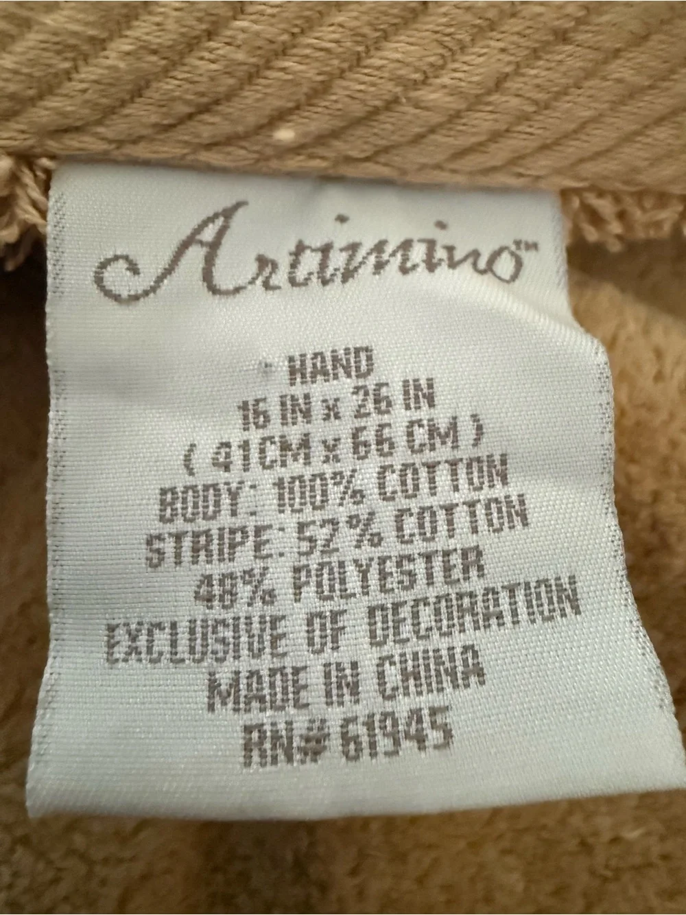 Lot of 6 VTG Artimino Luxury Cream Bath Towel Set Burgundy Stripe Trim Tassels