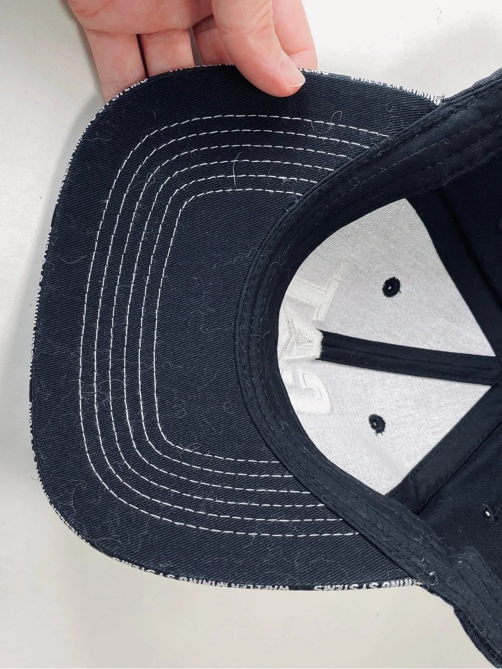 CAT Caterpillar Black Baseball Cap with White Logo and American Flag Patch