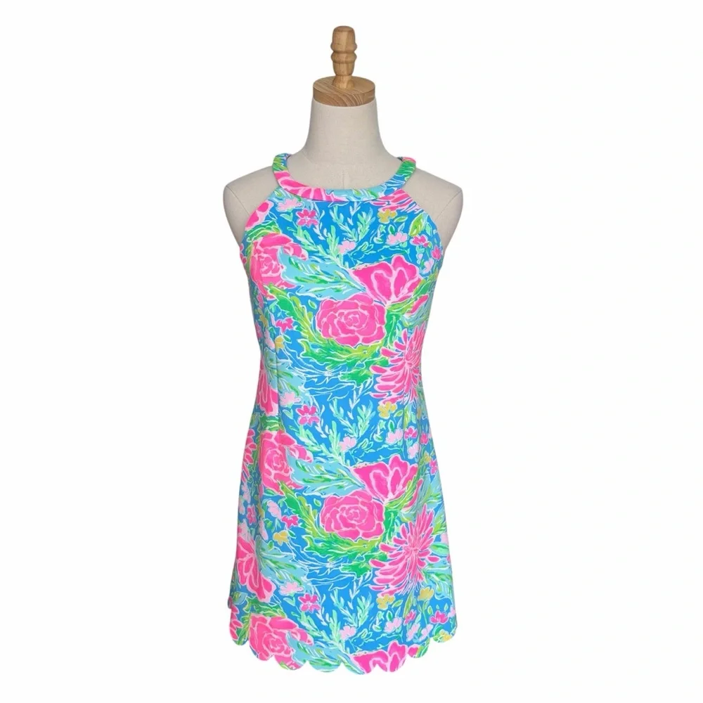 Lilly Pulitzer Sophelia Floral Dress Blue Pink Size Girl’s 16