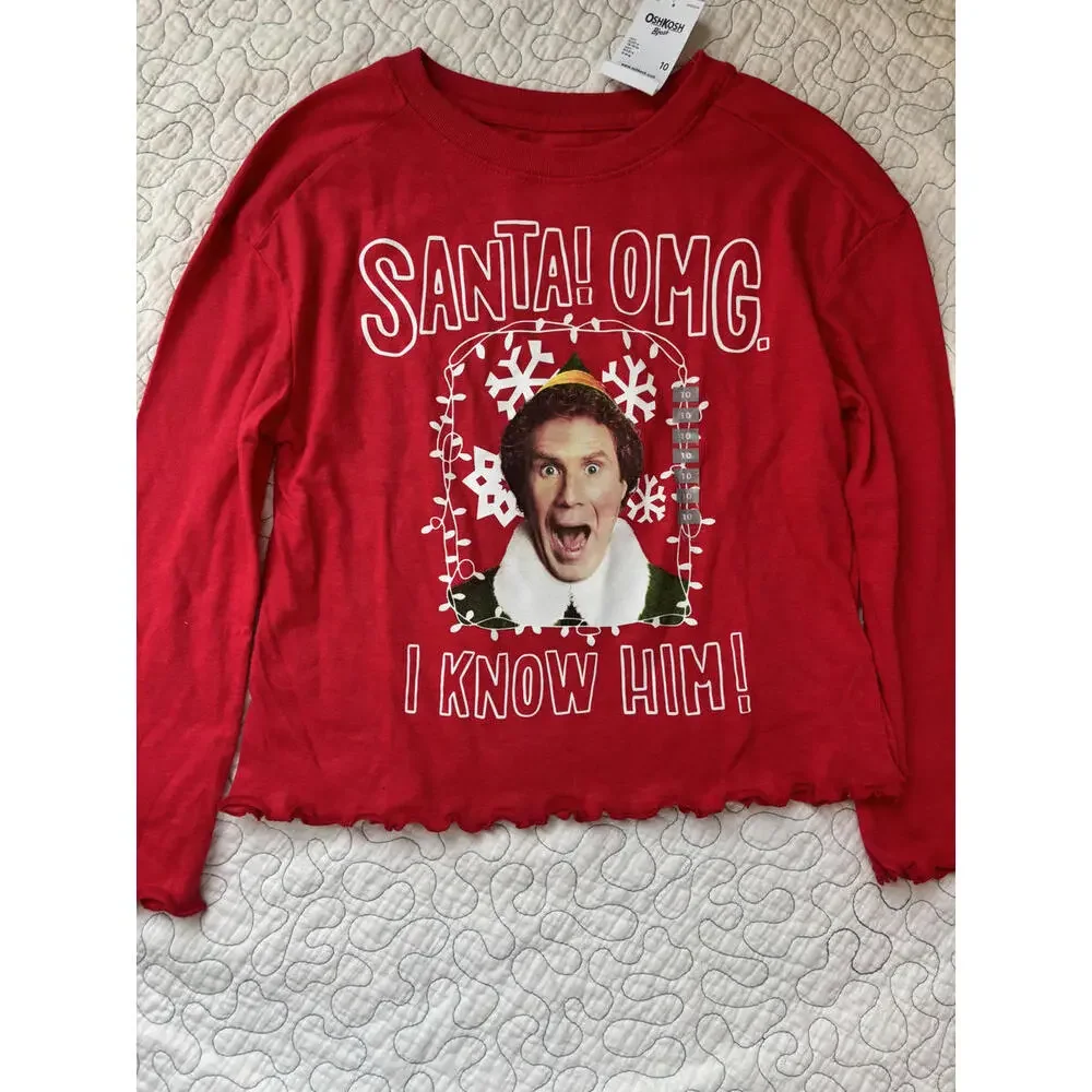 Oshkosh Elf Red Holiday‎ Long Sleeve Shirt Size 10 #458