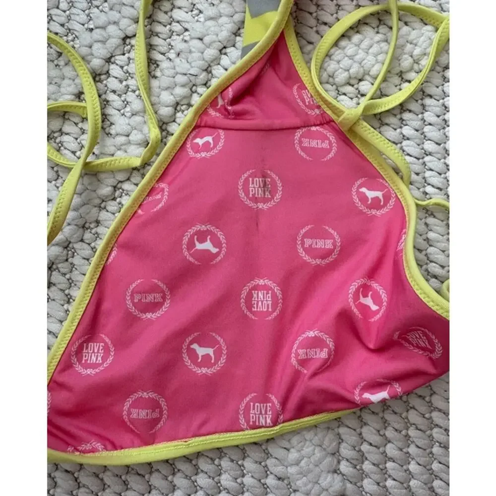 Y2K Victoria Secret Pink Reversible Bikini Size Medium
