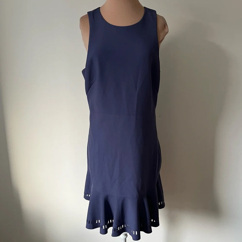 Elizabeth & James Hadley Fit & Flare Blue Laser Cut Sleeveless Mini Dress EUC 10