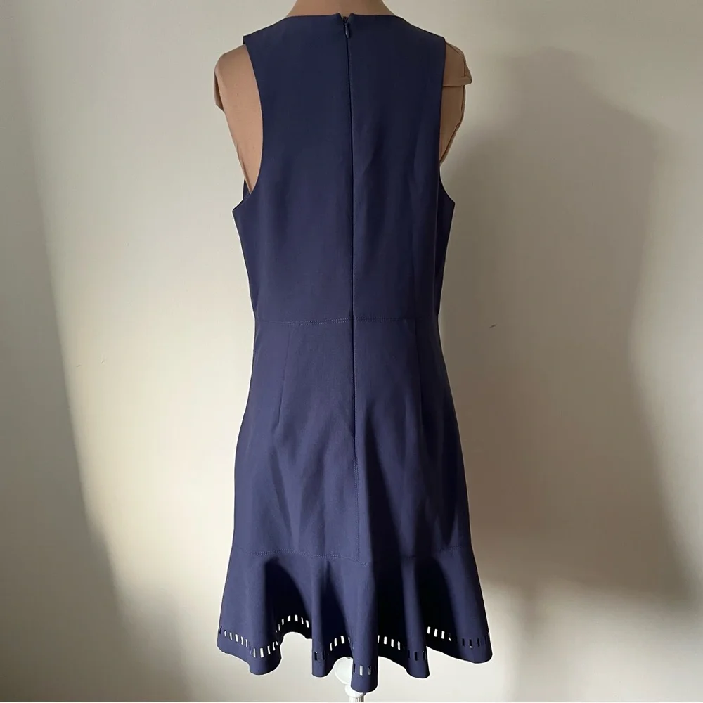 Elizabeth & James Hadley Fit & Flare Blue Laser Cut Sleeveless Mini Dress EUC 10