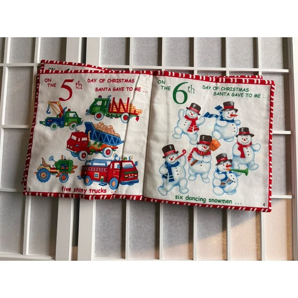 3 Fabric Panel Soft Baby Book Holiday Christmas Frosty, Follow The Star, 12 Days