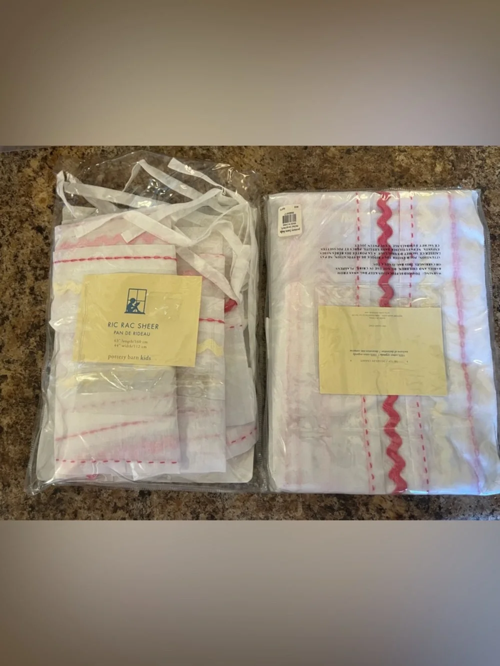 Pottery Barn Kids Ric Rac Sheers Panel with Pink and Yellow Ric‎ Rac