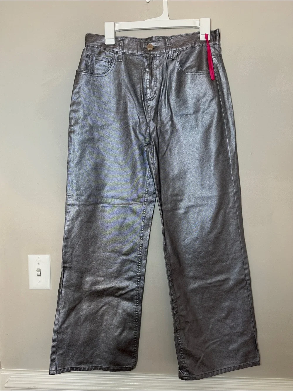 Justice NWT Girls Gray Metallic Wide-Leg Jeans. Size 18