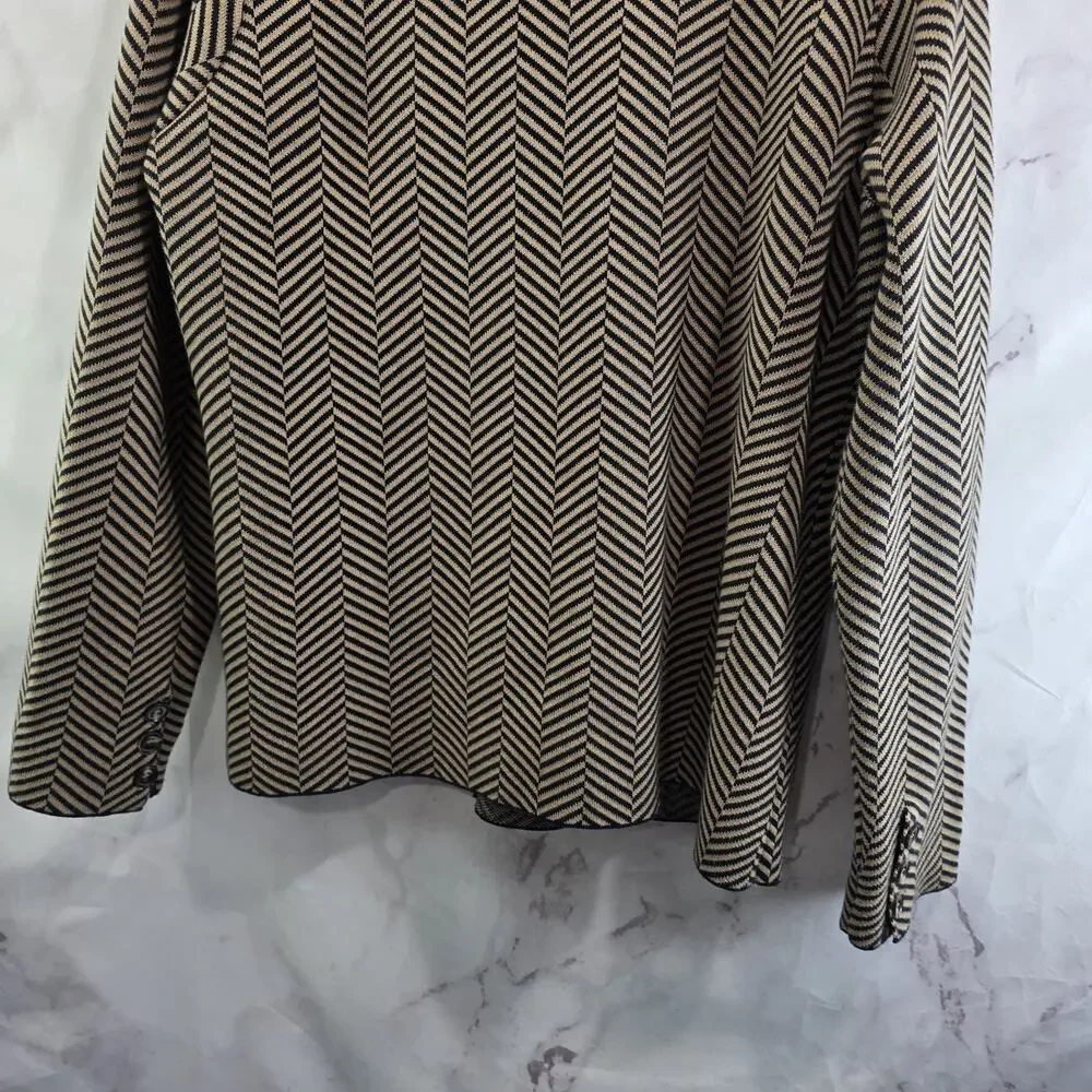 Evereve Jacket Womens XL Brown Black Long Sweater Blazer Knit Striped