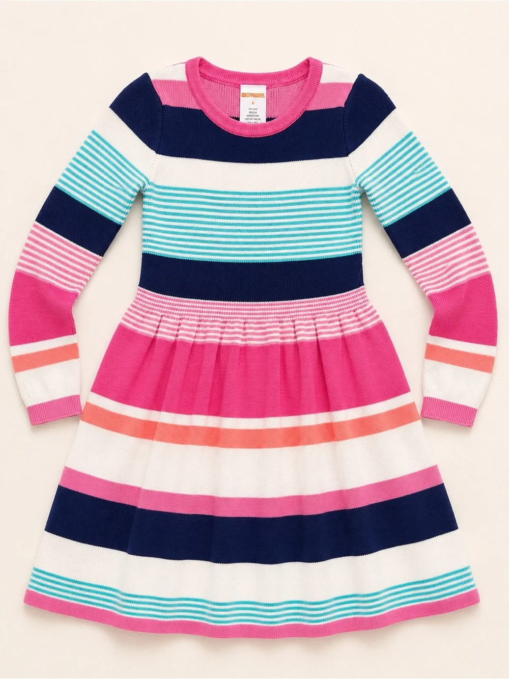 Gymboree Striped Knit Dress in Pink, Navy, White & Aqua