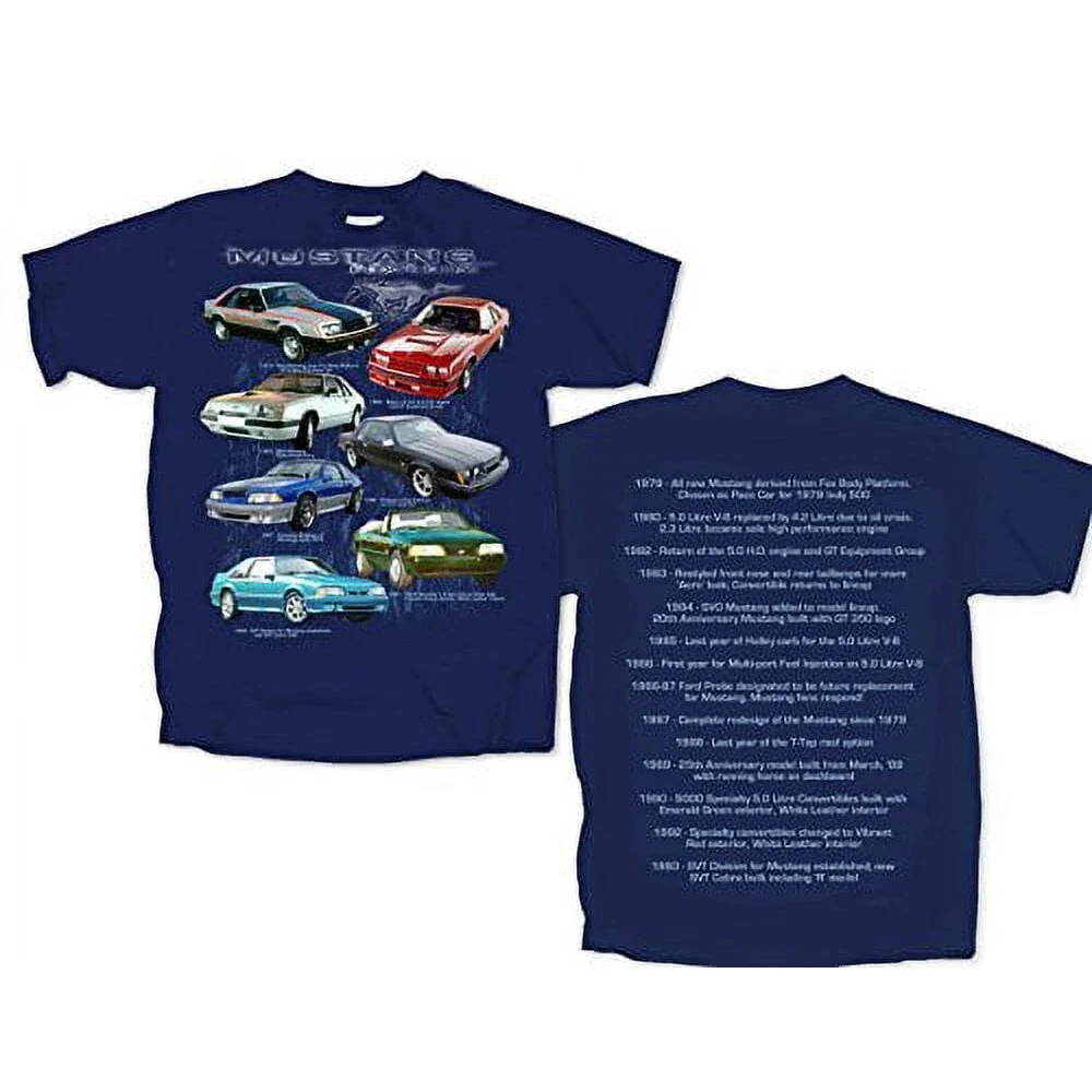 79 to 93 Ford Fox Body Mustangs- Seven Mustang's Men's T-Shirt Joe Blow Size M
