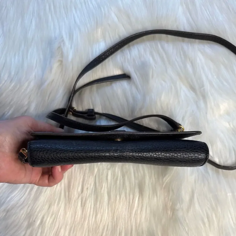 Tory Burch Black McGraw Flat Leather Wallet Crossbody